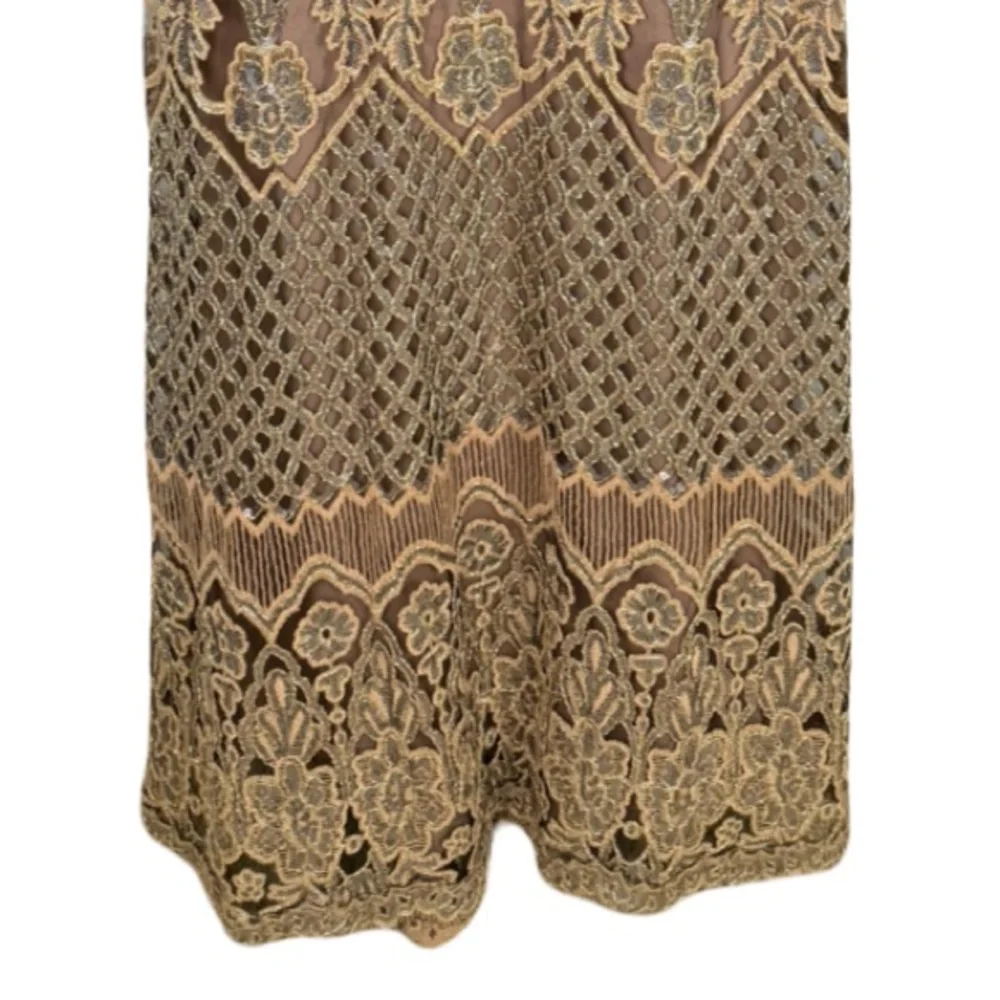 Tadashi Shoji Hawley Sequin Embroidered Gown in copper/rose color Size 10 - Picture 5 of 10